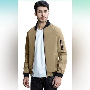 sandbank Men's Lightweight Softshell Bomber Jacket Coat Size Medium khaki New